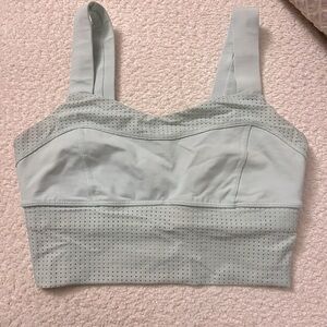 Lululemon mint green thick strap perforated long line sports bra - size 4